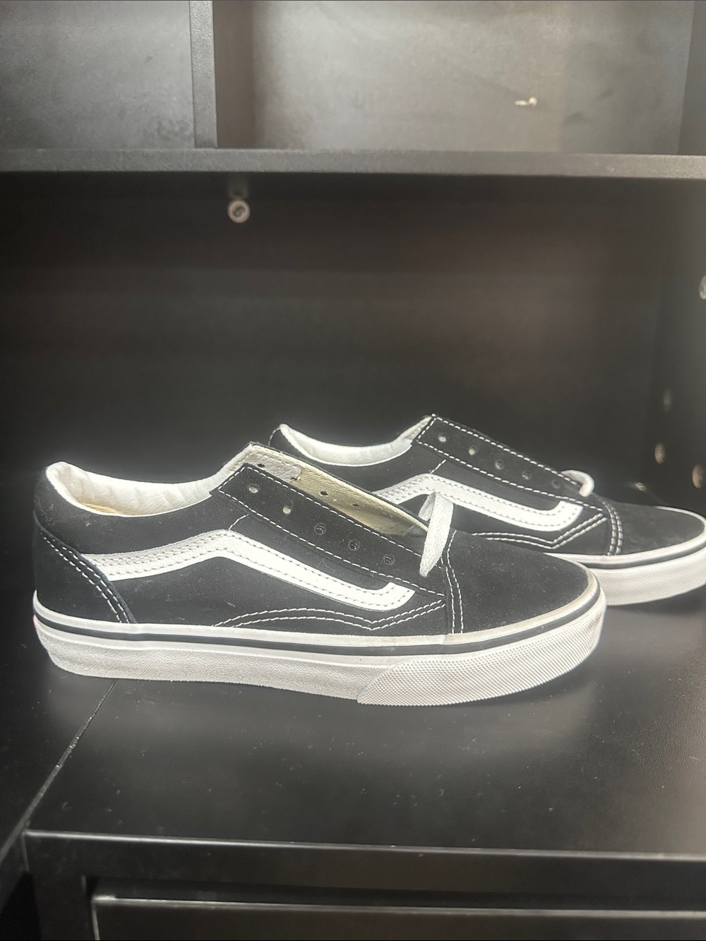 Vans Kids Black & White Old Skool Slip-On Sneakers